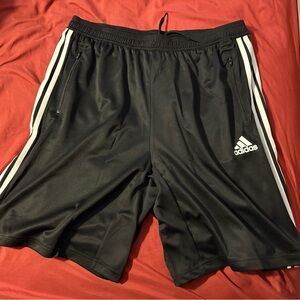 Adidas Black Athletic Shorts with Classic Stripes